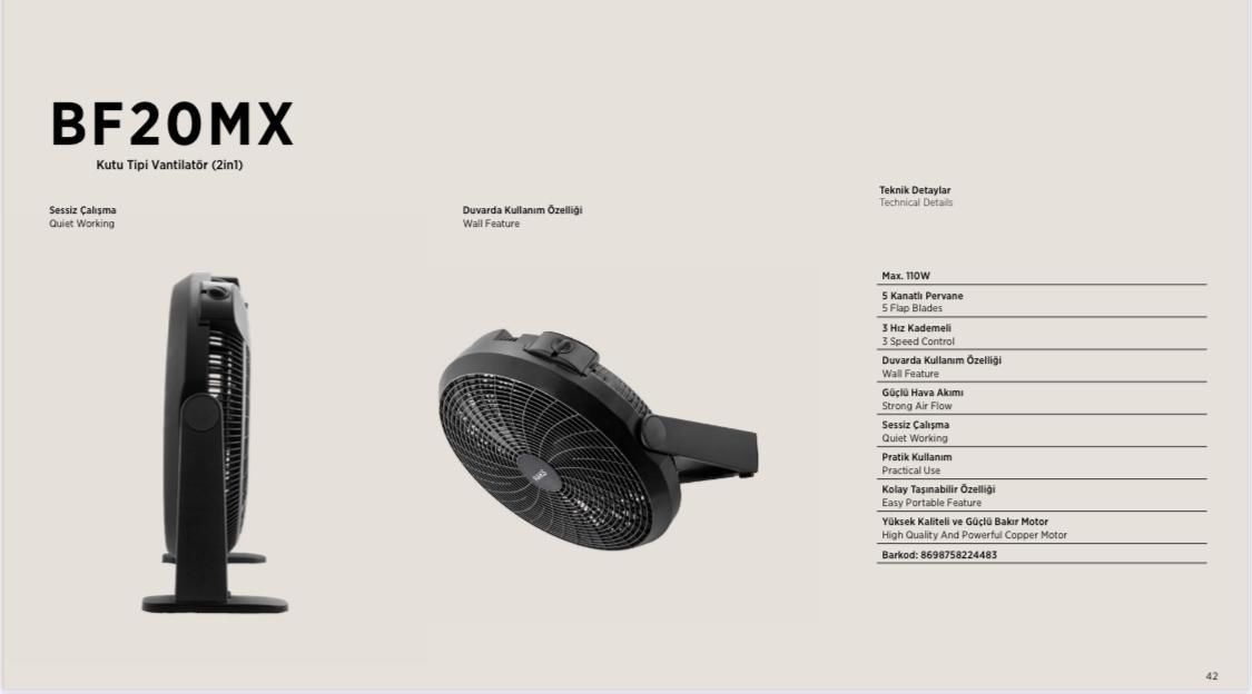 Raks BF 20 MX Yer Tipi Vantilatör 110W